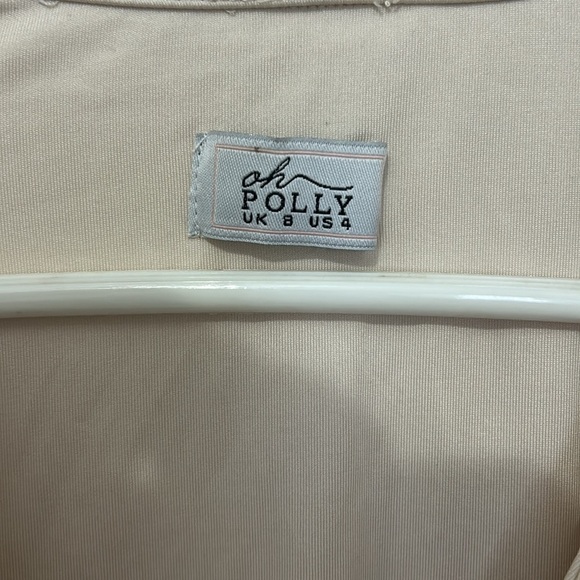 Oh Polly long sleeve Ruched Bodycon mini dress size 4 cream - Picture 2 of 6